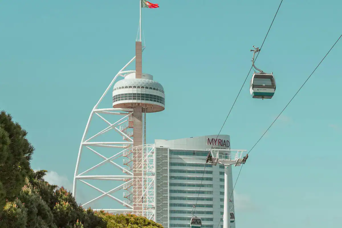 Parque das Nacoes mit Seilbahn und Vasco-da-Gama-Turm am Tejo