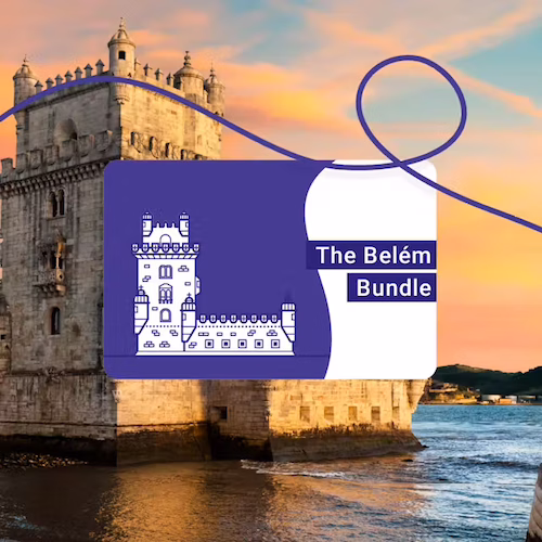 Belém-Bündel — Torre de Belém am Tejo bei Sonnenuntergang